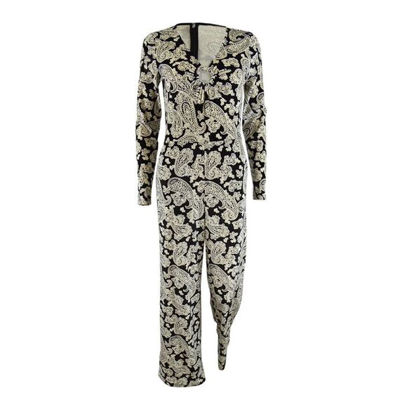 MICHAEL Michael Kors Women's Paisley-Print Velvet Jumpsuit (S, Bone) - Picture 1 of 3